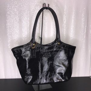 COACH Black Patent Leather Small Satchel Handbag